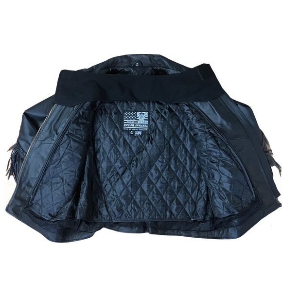 USA Bikers  Insulated Fringe  Leather Jacket - Picture 5 of 5